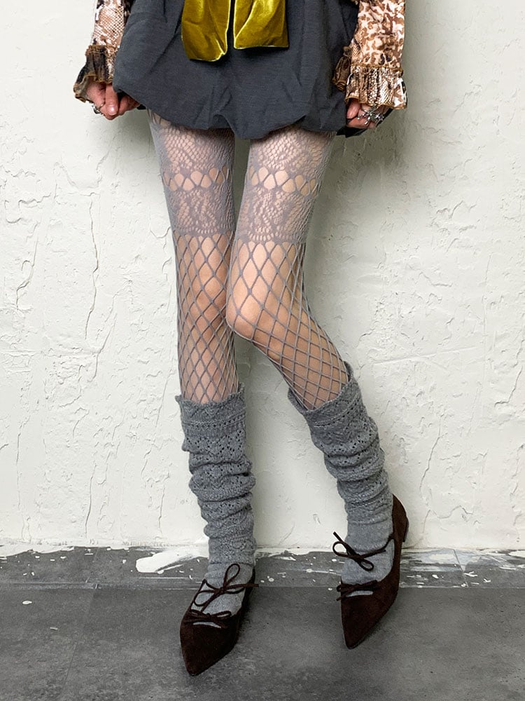 Y2K Gray Openwork Leg Warmers