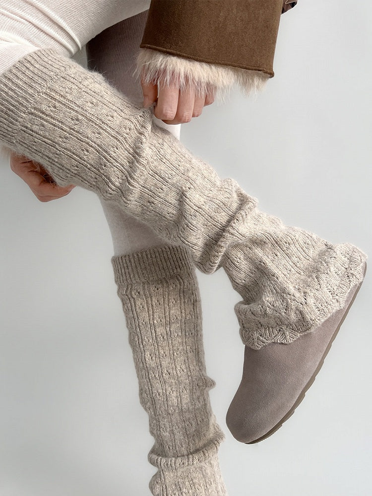 Colors） Knit Ribbed Slouchy Warmers （6 Leg Stirrup