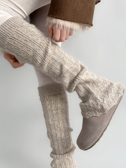 Colors） Knit Ribbed Slouchy Warmers （6 Leg Stirrup