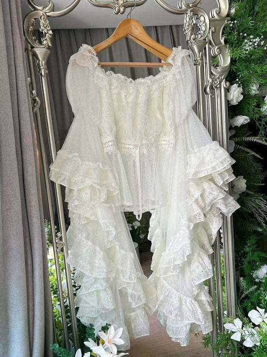 Lolita Classic Blouse Off-the-Shoulder White Sleeves Elegant Bell