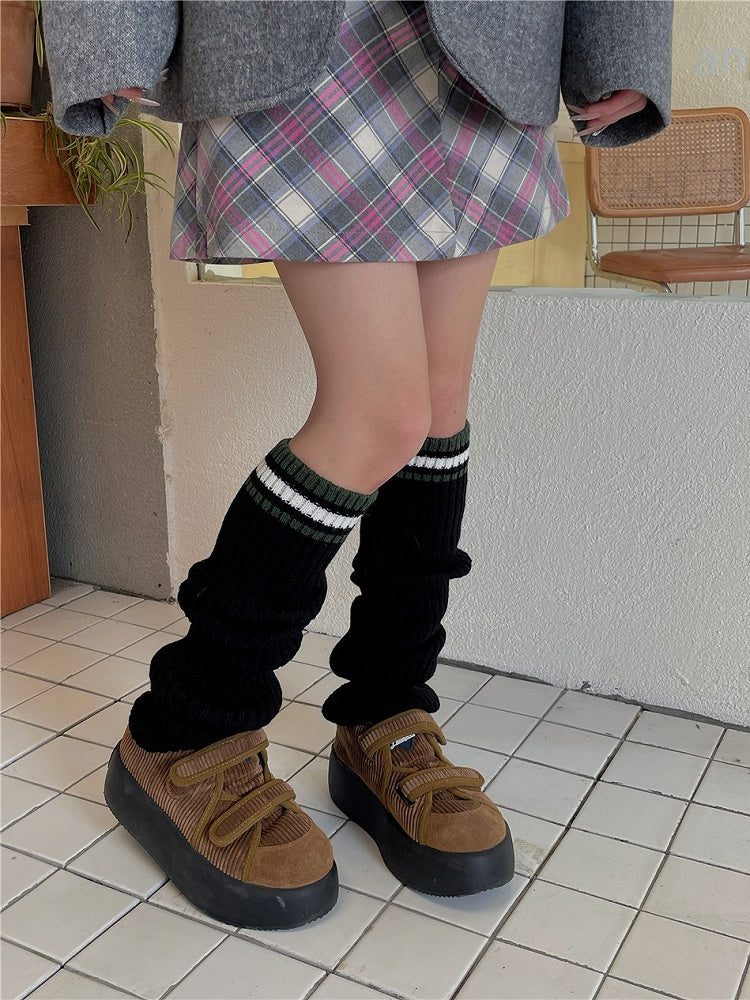 Striped Knitted 5 Options Color Warmers Pattern Leg