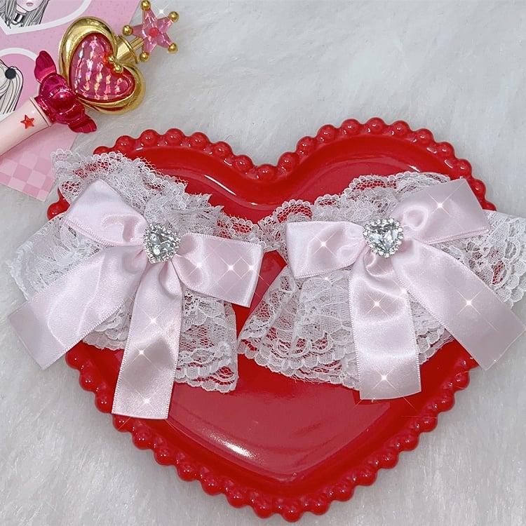 カフス ケイ レース 蝶結び リストトリム ジライ ピンク/ホワイト/ブラック