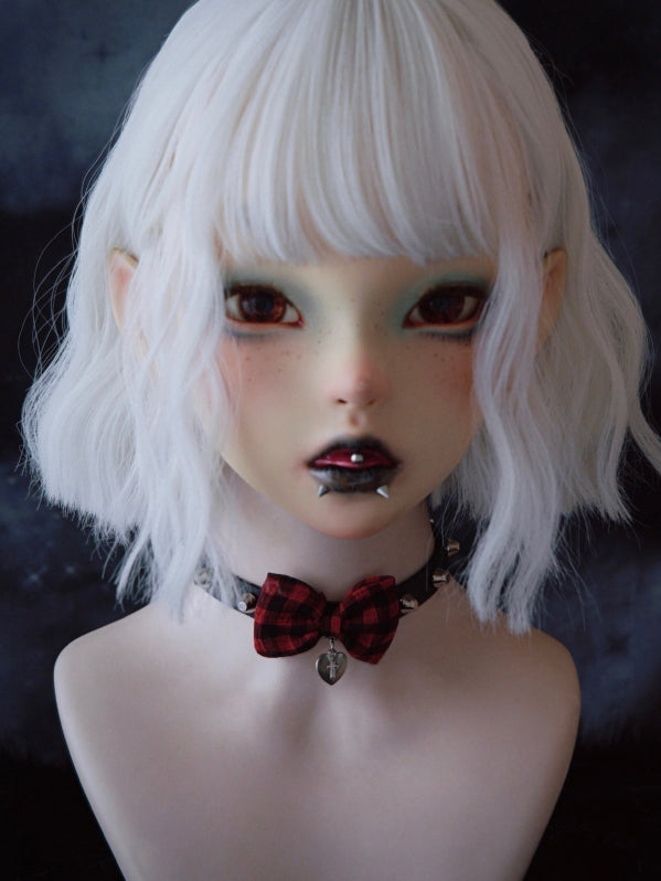 With Red Plaid Black And Pattern Pendant Heart Bowknot Choker