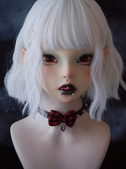 With Red Plaid Black And Pattern Pendant Heart Bowknot Choker