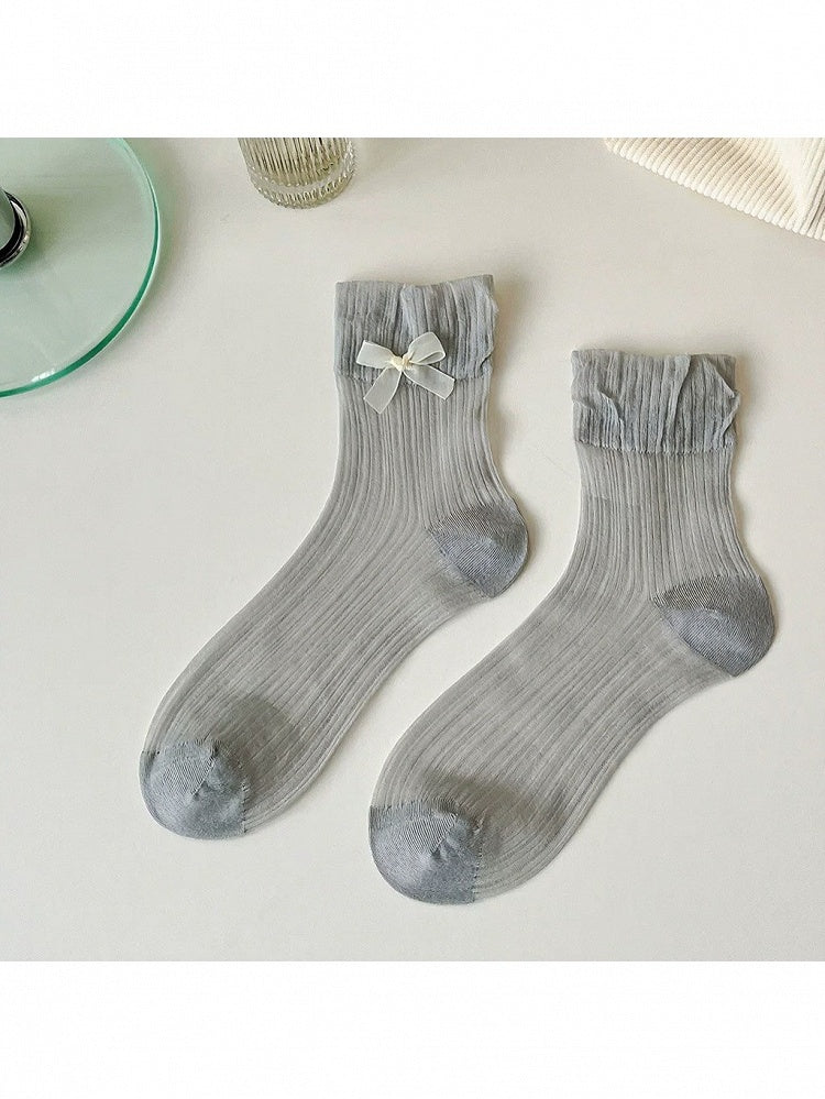 Short Bowknot Socks Colors with Lace Details Style 5 Lolita