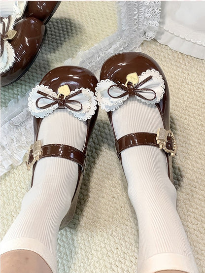 Multilayer Brown - Sweet Charm Style Low-heel Heart Shoes in Cake Lolita Buckle Bow