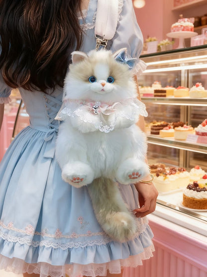 Ragdoll Cat Bag Plush Realistic Backpack/Crossbody Sitting