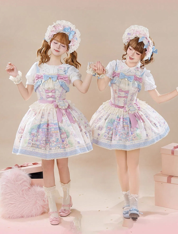 Decorated Blue Bonnet Pink and Bows