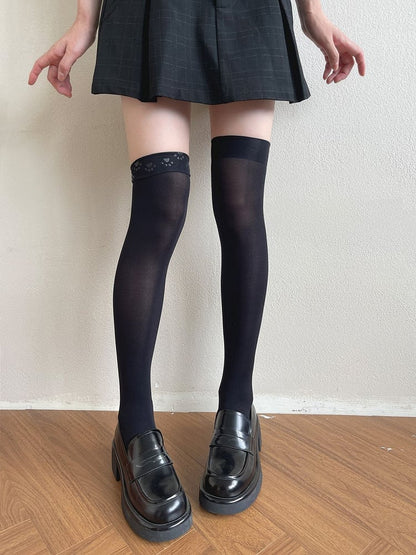 Weiß/Milch Strümpfe Weiß/Schwarz Overknee