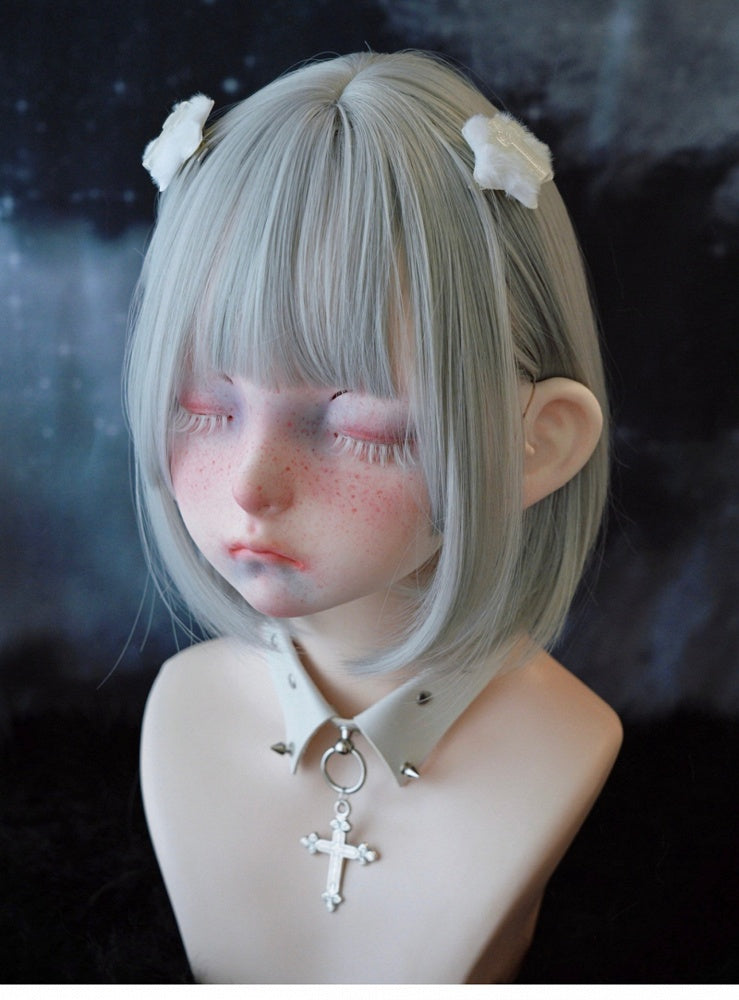 Weiße handgefertigte Haarspangen in Form eines Kreuzsterns aus Plüsch