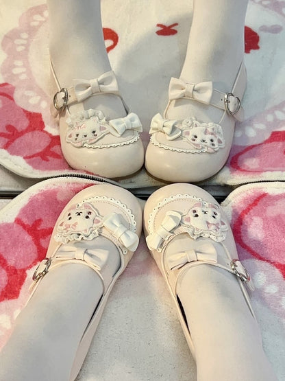 Bow Pink Sheep Accents Sweet Flats Black Lolita Theme with