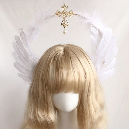 KC Colors Halo Metal Details Feather with Cross Gold/Silver