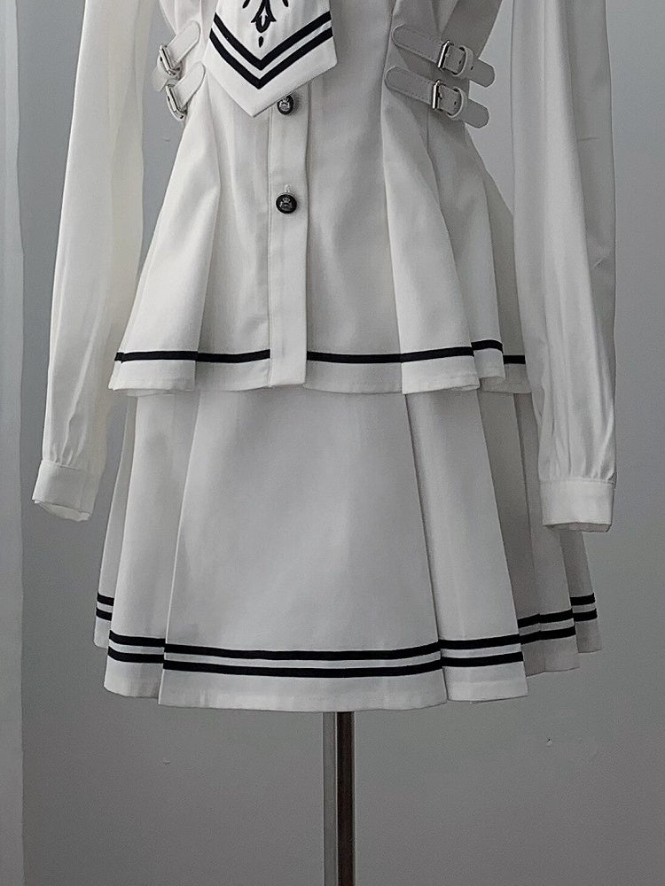 White Pleated Skirt in Ryousangata Style - Ekomi