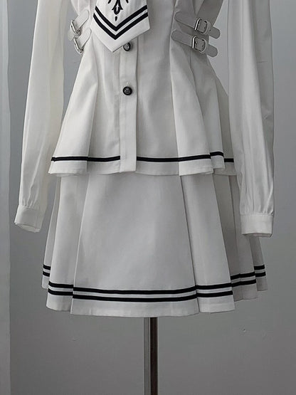 White Pleated Skirt in Ryousangata Style - Ekomi