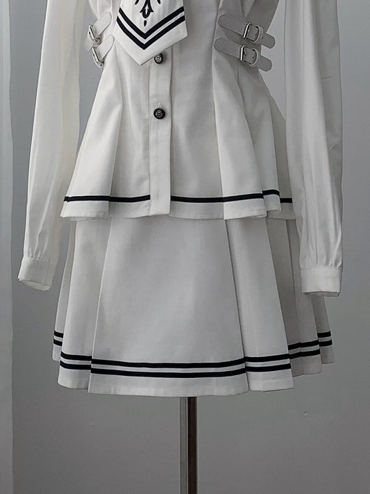 White Pleated Skirt in Ryousangata Style - Ekomi