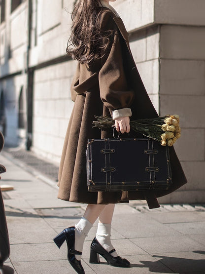 Coat Waist Elegant with Long Brown Belt