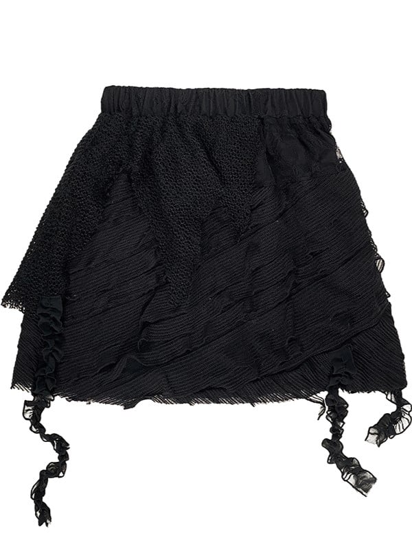 Asymmetrical Textured Skirt Black