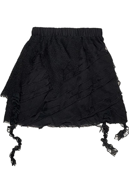 Asymmetrical Textured Skirt Black