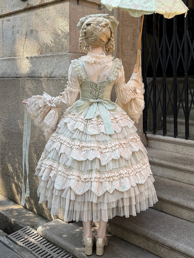 バニーレイヤードスカート ライトグリーン ロリータドレス