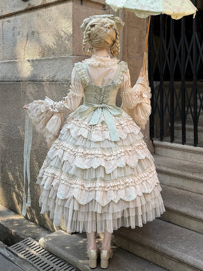 バニーレイヤードスカート ライトグリーン ロリータドレス