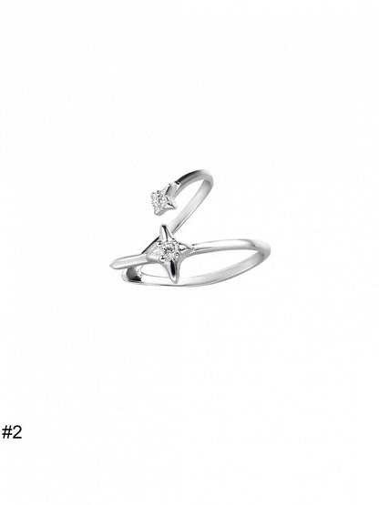 Silver Star Ear Cuff with Rhinestone Accents - Insomnia Artist