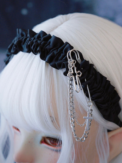 Ruffle Black Pin Decorated Cross KC Design With Trim