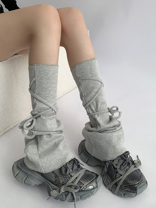 Flared Gray/White Warmers Strappy Leg Design