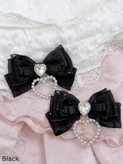 Jirai Rhinestone 5 Hairclips with Kei Charm Heart Bow Colors and