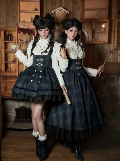 Under Plaid Green Bust Lolita Pattern Version Short Dress