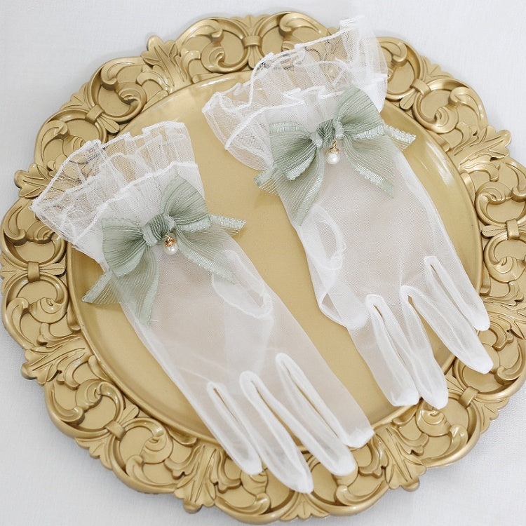 Options Charms Bowknot White Elegant And Lolita Lace Gloves Color With 7 Bead