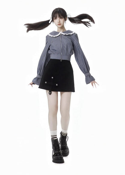 Black Cross Detail Skirt