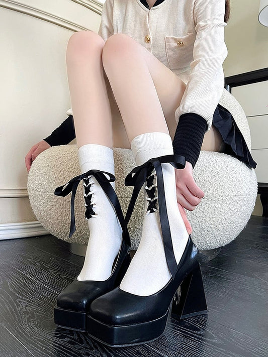 Bow Socks Colors Design Balletcore 3 Strappy