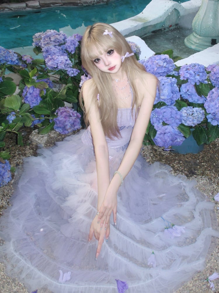 Floor Length Tulle Tiered Skirt Lavender Balletcore