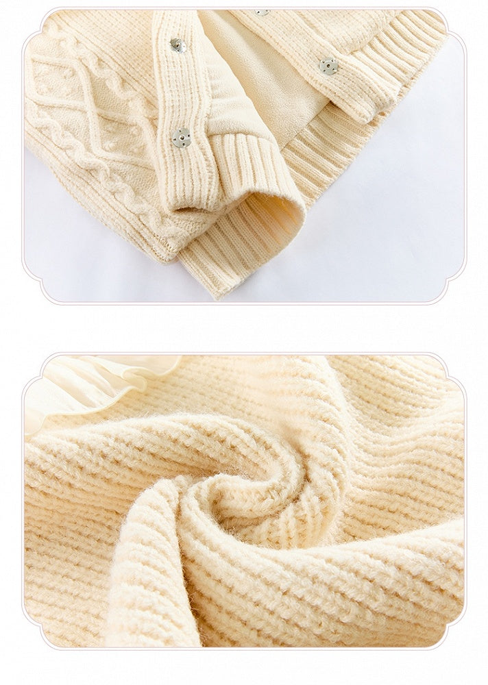 Plüsch-Cardigan, cremefarben, winterweiß, gemütlicher Kragenpullover