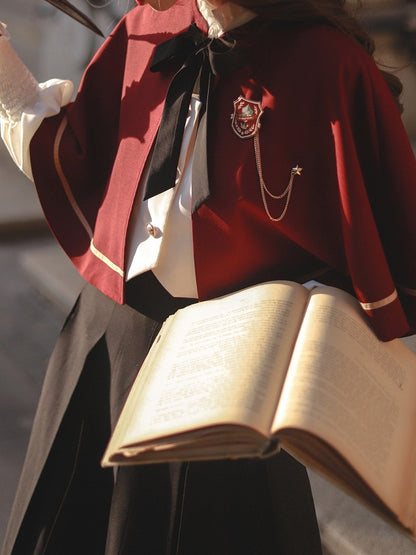 Embroidery Tie with Bow Black Letter