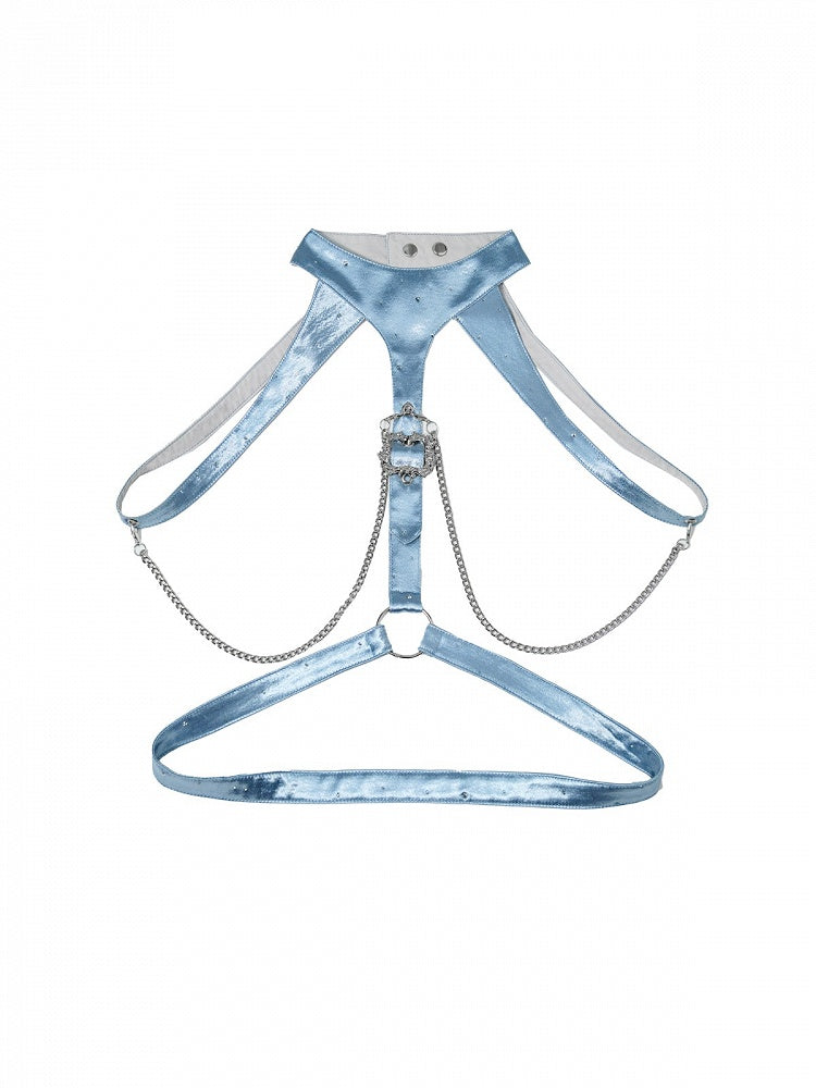 Punk Halter Neck Metal Buckle Strap with Chain Decoration - Virtual Orbit