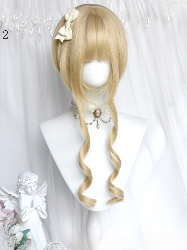 フルカーリーダブル、ローマン45CMウィッグ長さブロンド+クロークリップ前髪ポニーテール