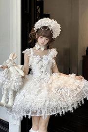 White JSK layered lace skirt detail
