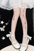 Hidden Plum Blossom Floral Tights