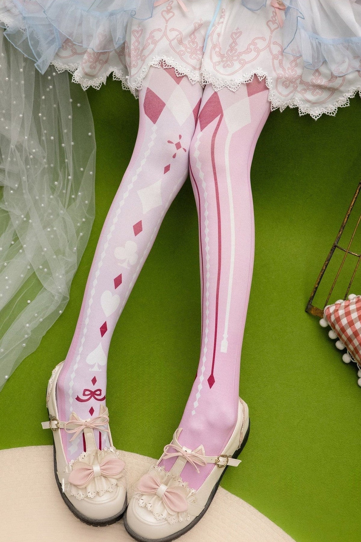 Playing Card Print Patterned Tights