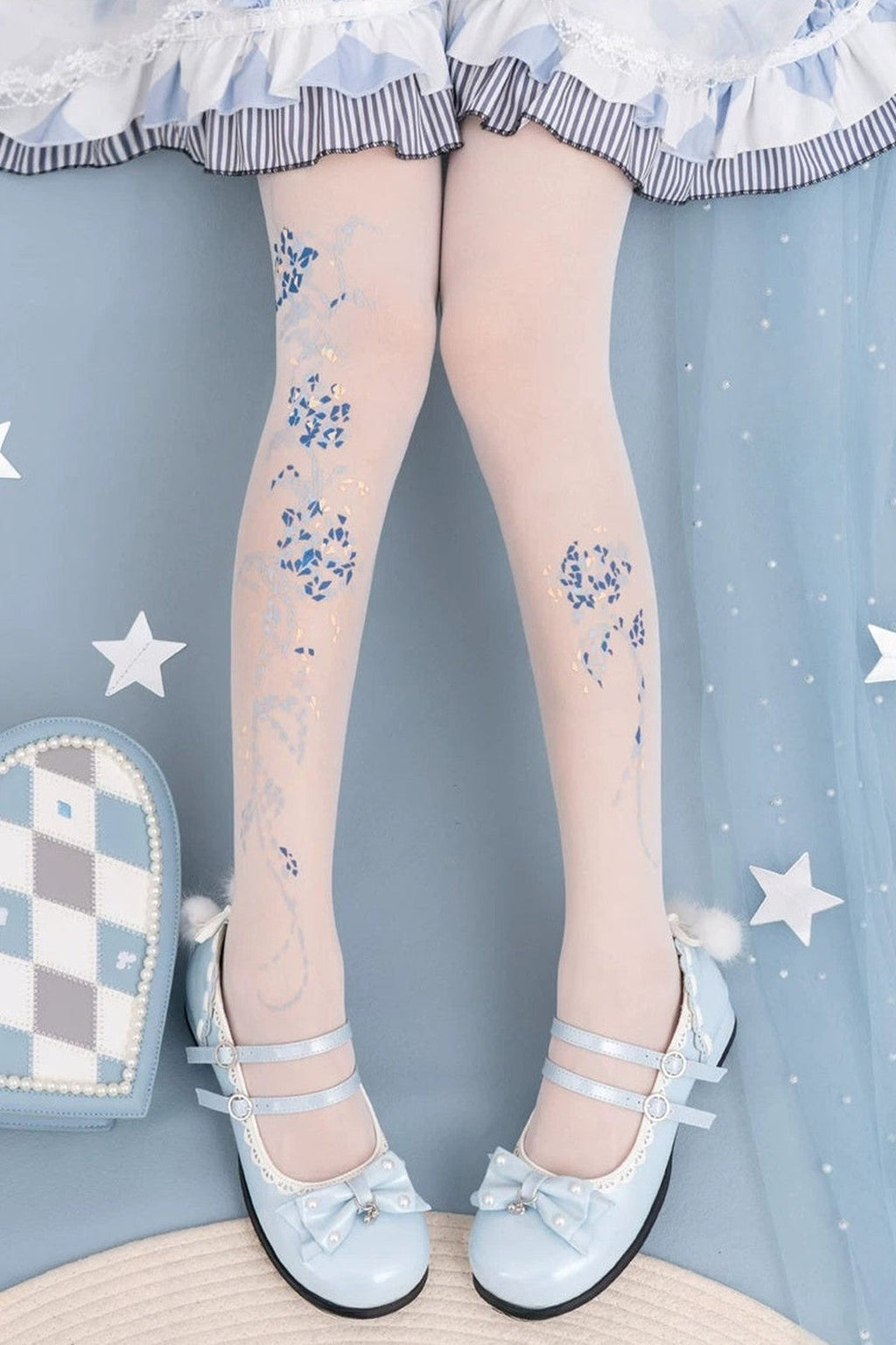 Starlit Jewel Floral Patterned Tights
