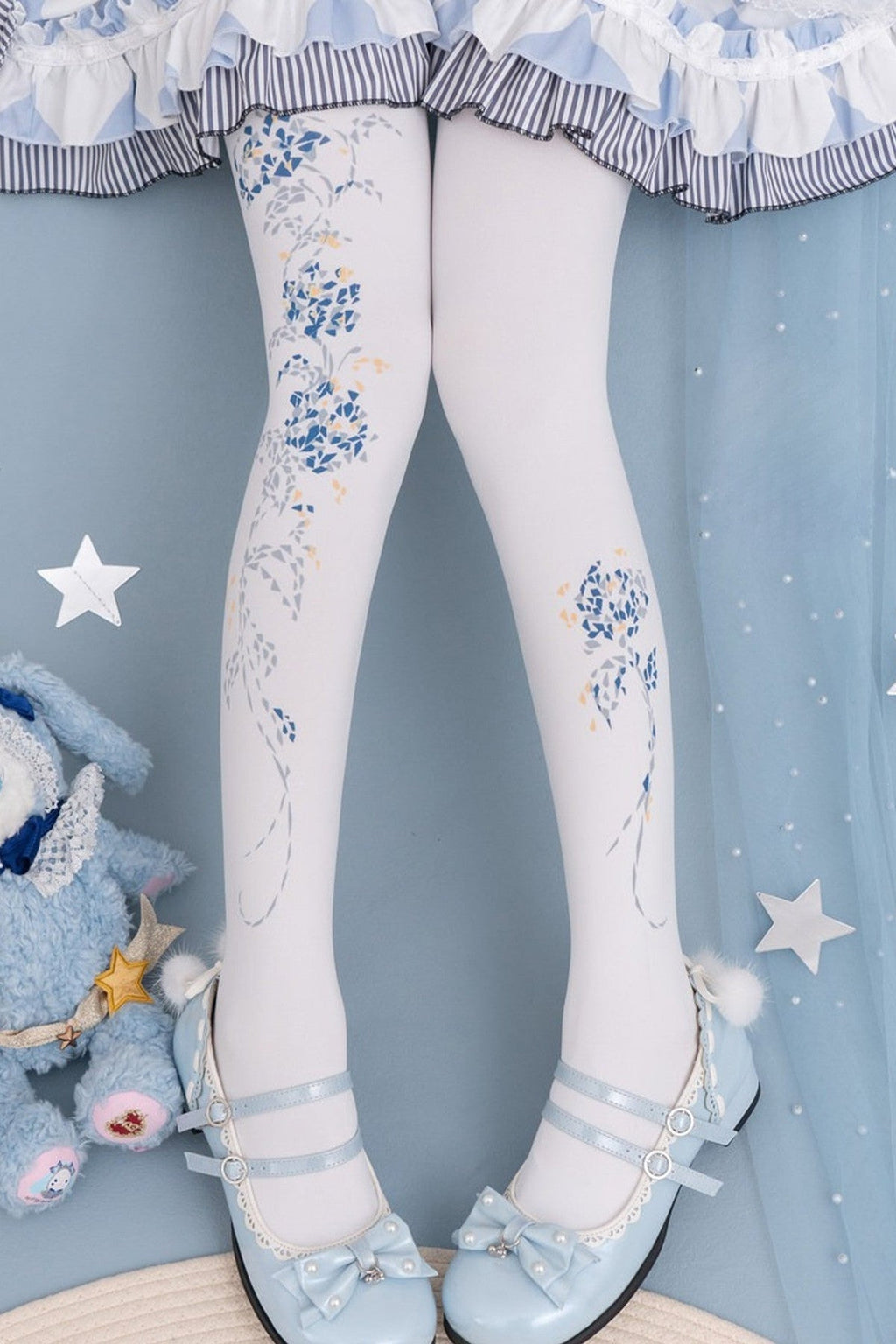 Starlit Jewel Floral Patterned Tights