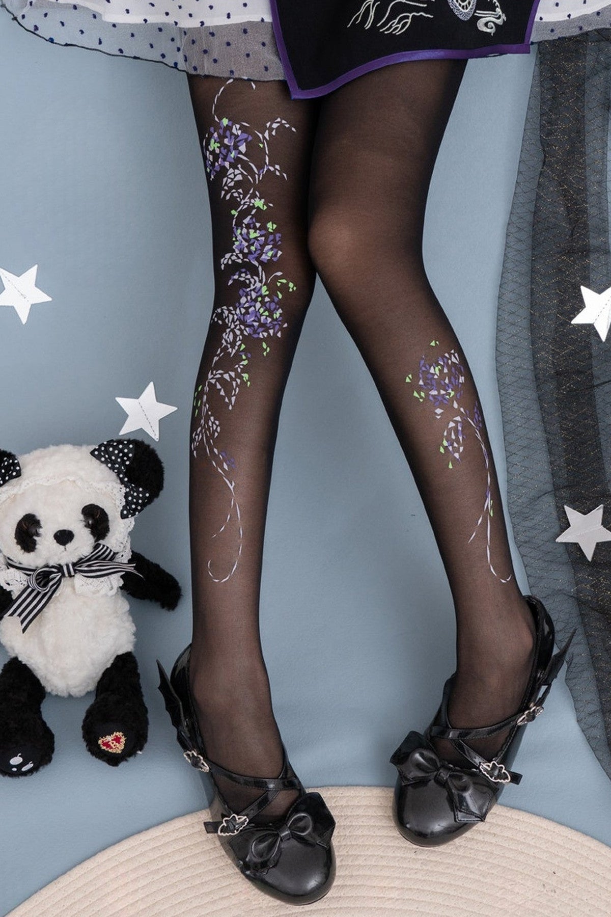 Starlit Jewel Floral Patterned Tights