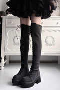 Cross-Studded Platform Over-The-Knee Boots