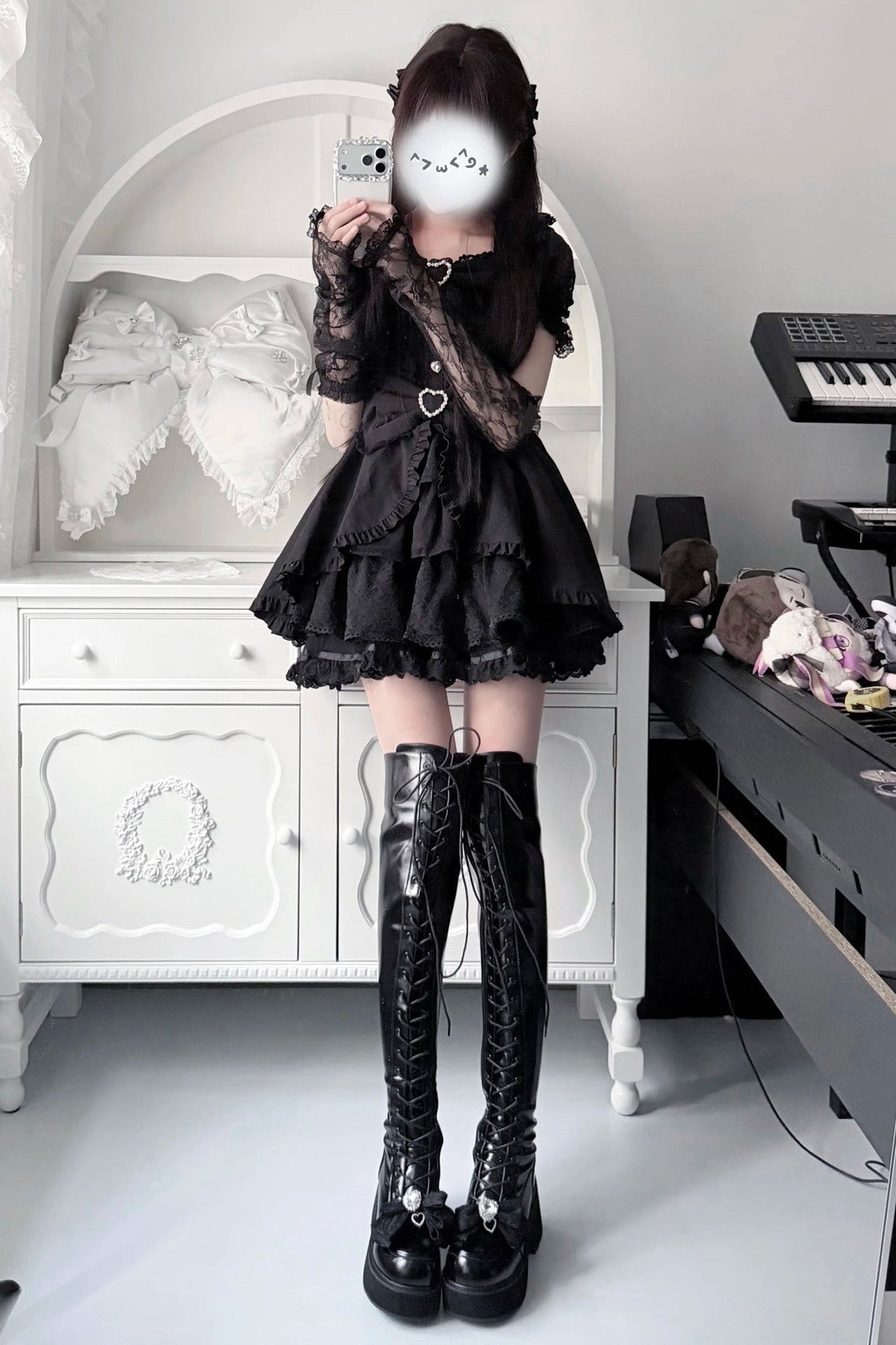 Cross-Studded Platform Over-The-Knee Boots
