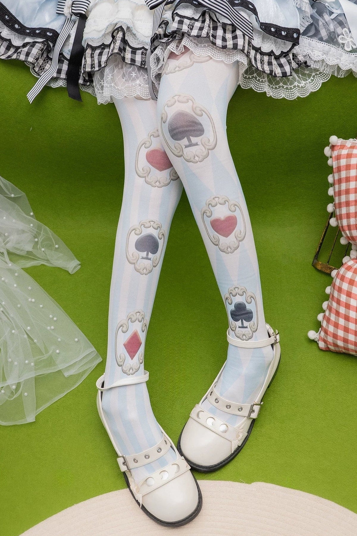 Alice Playing Card Patterned Tights