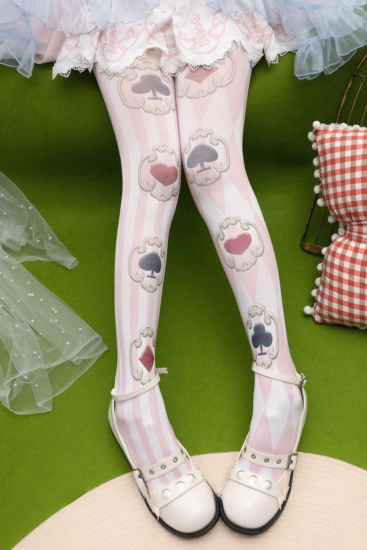 Alice Playing Card Patterned Tights