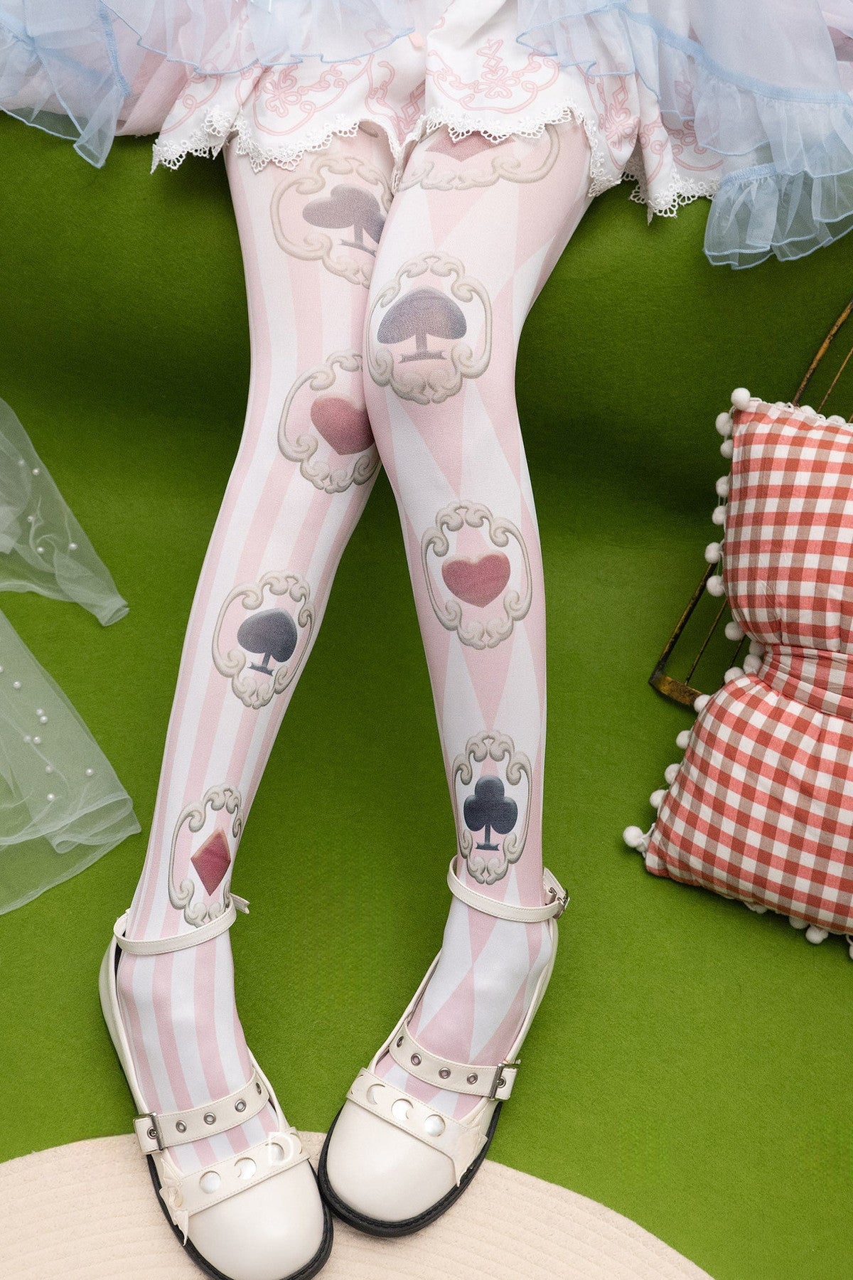 Alice Playing Card Patterned Tights