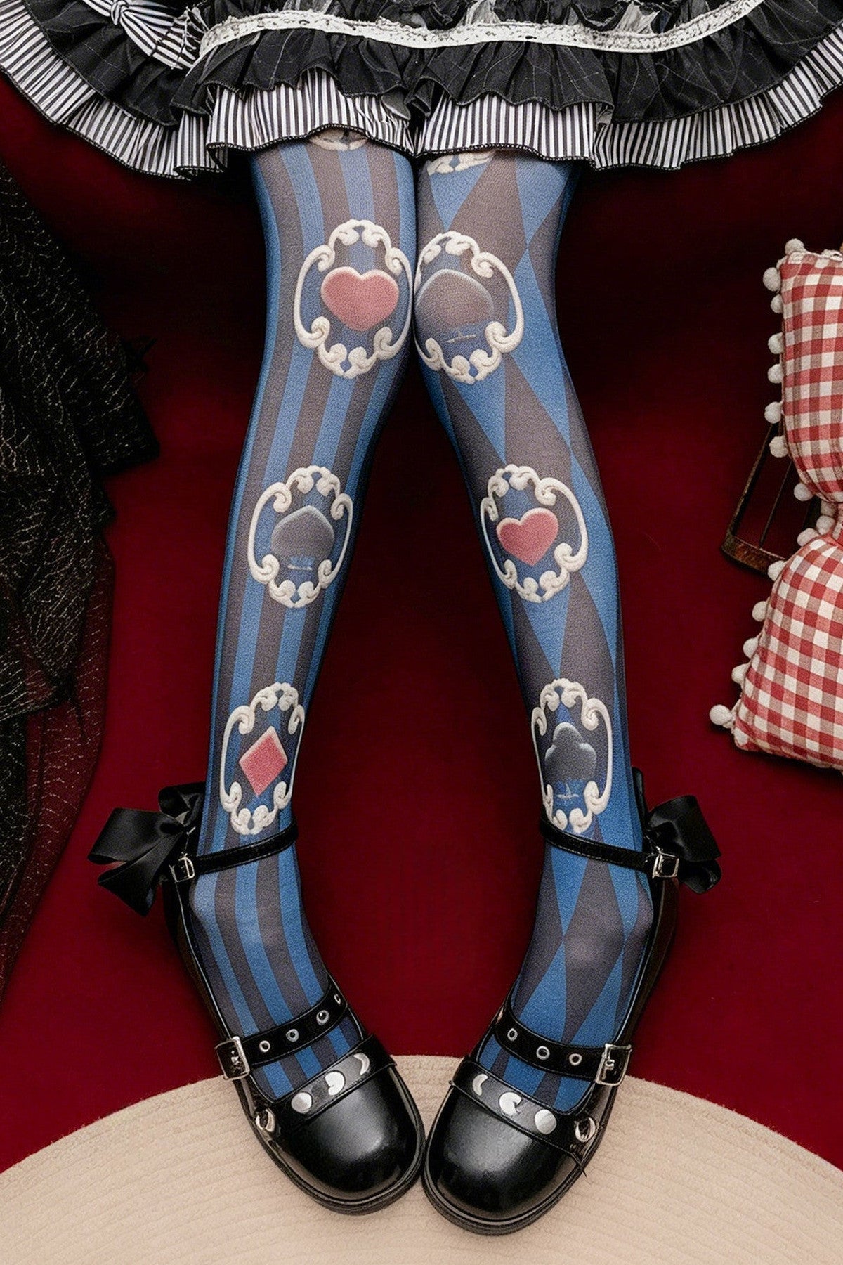 Alice Playing Card Patterned Tights