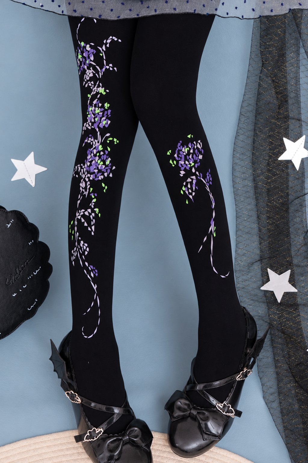 Starlit Jewel Floral Patterned Tights